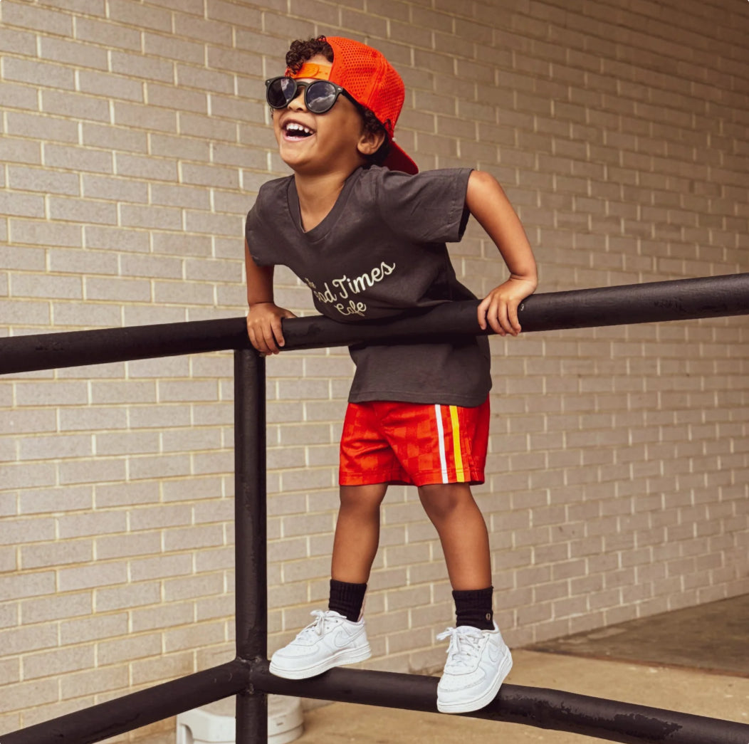 Red/Orange Retro Wave Swim Shorts